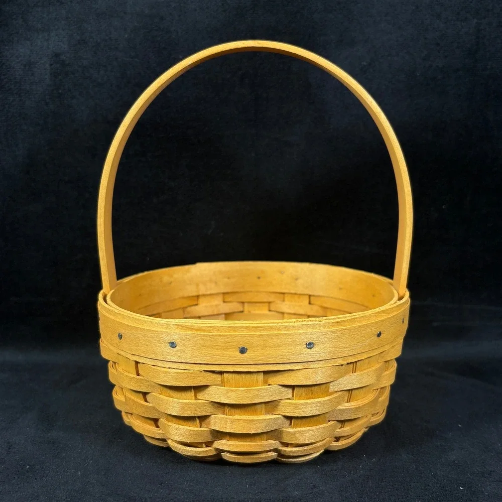 Longaberger 2001 Small Easter Basket w/ Plastic Protector & New Jelly Bean Liner